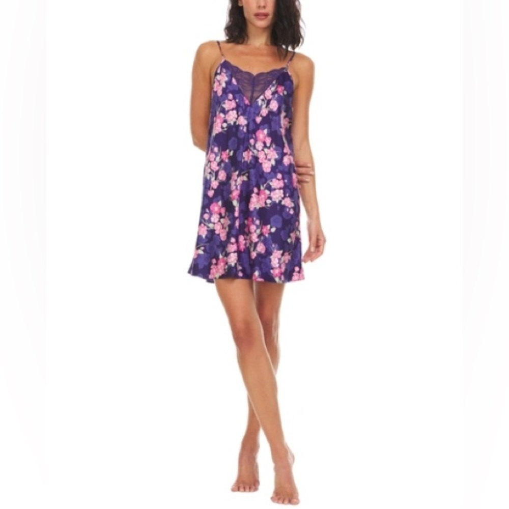 NWOT Flora By Flora Nikrooz Loren Lace Trim Chemise Nightgown Size S